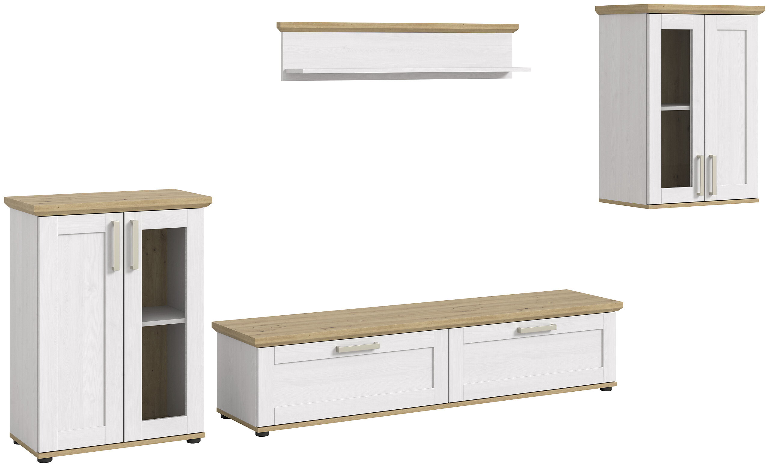 Wohnwand VERONA Lärche Nachbildung Eiche Nachbildung B/H/T: ca. 316x161x40 cm