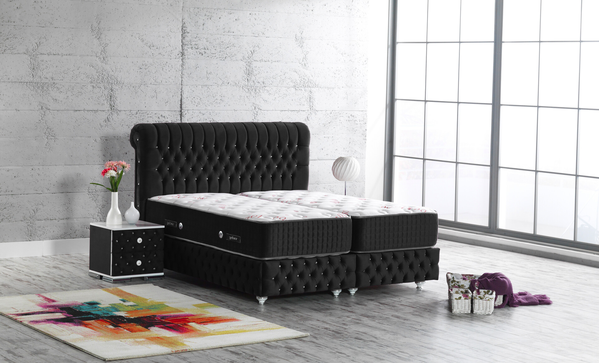 Polsterbett Enzo schwarz Liegefläche B/L: ca. 180x200 cm