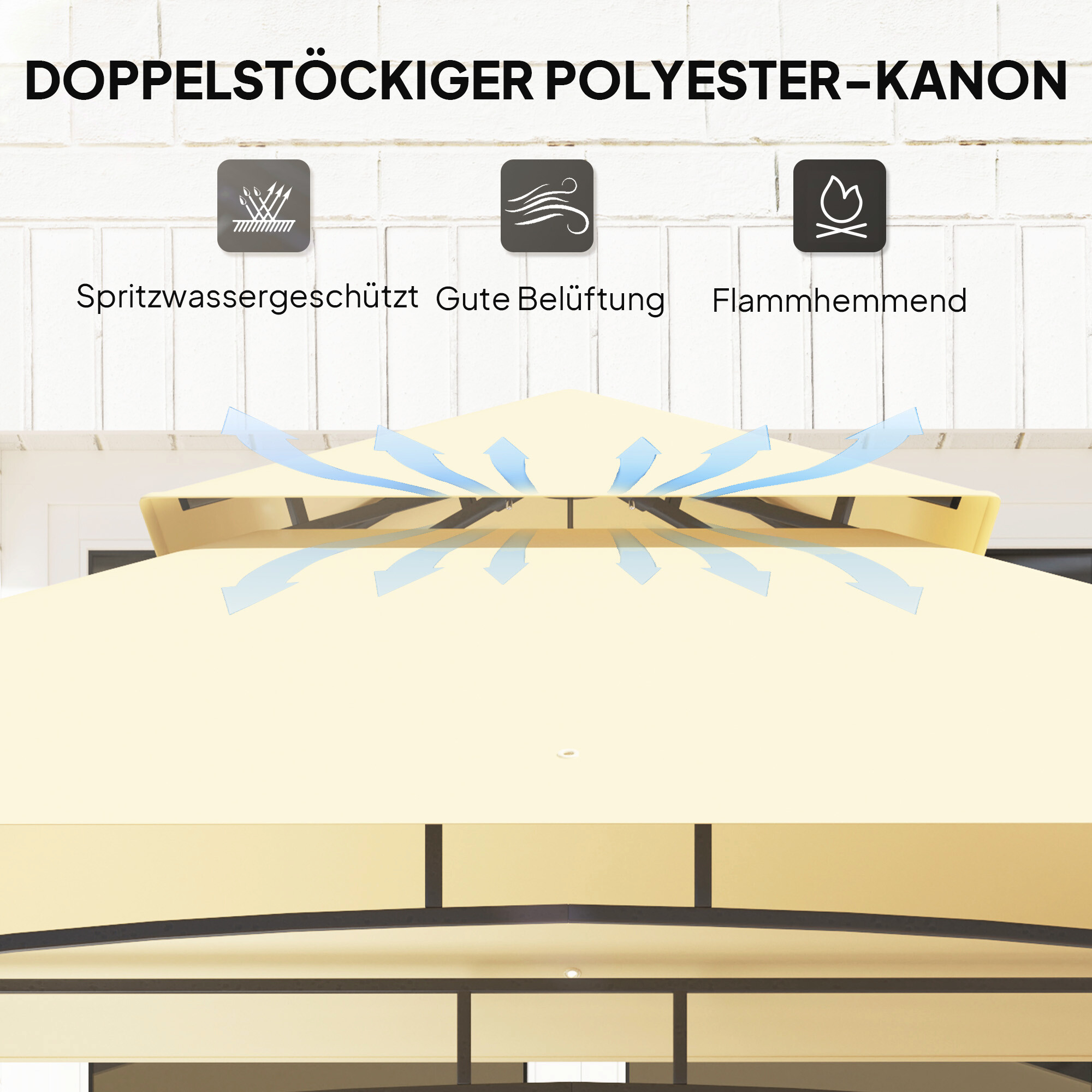 Outsunny Grillpavillon beige Metall B/H/L: ca. 150x258x240 cm