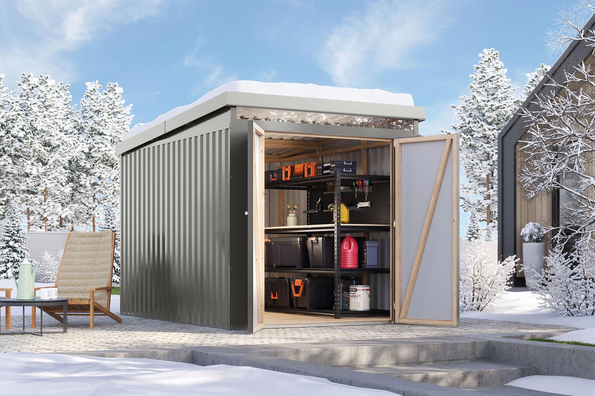 Karibu Gartenhaus IIndra 2,5 grau B/H/T: ca. 206x213x289 cm