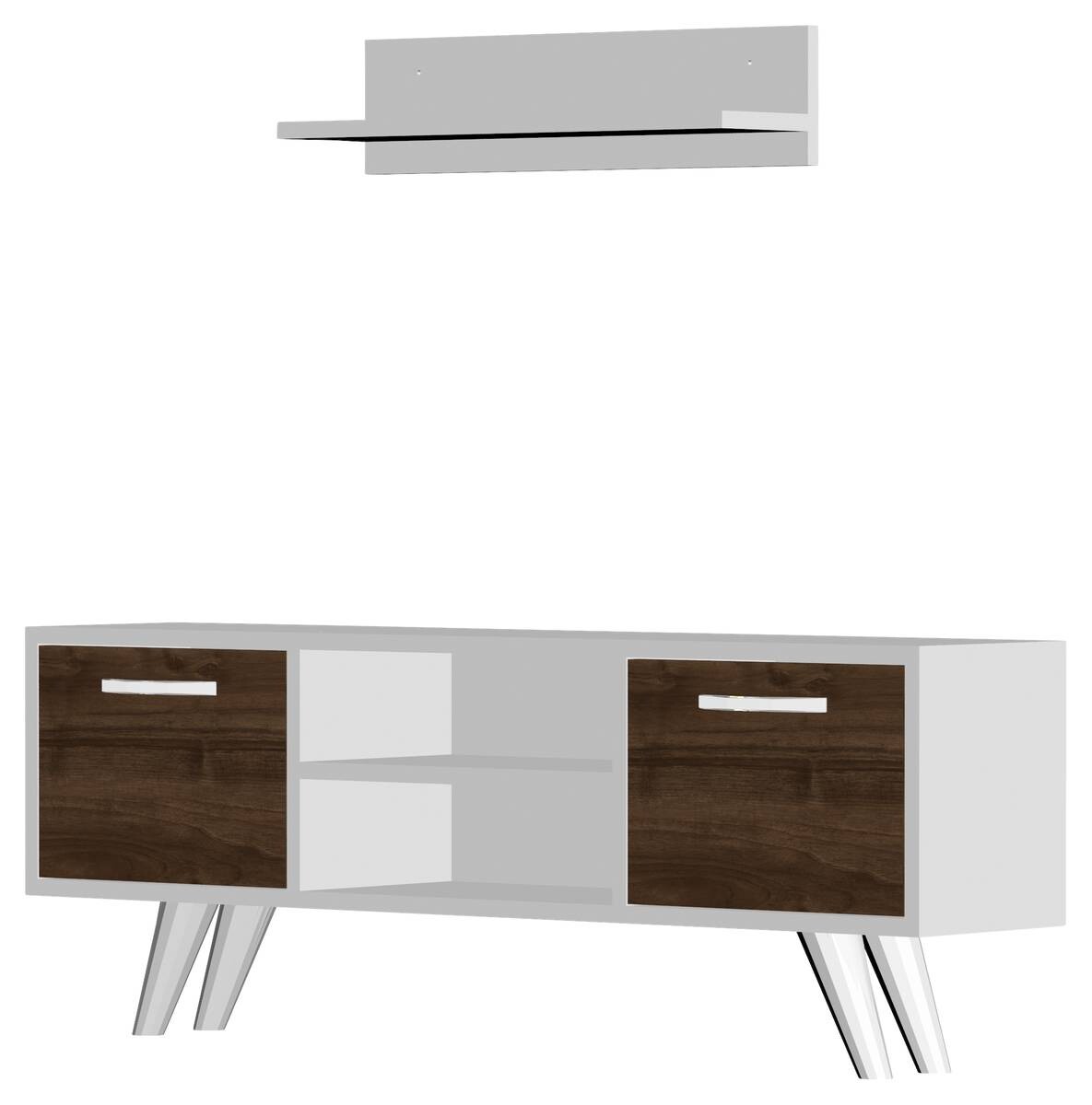 Wohnwand Likya weiß walnuss Nachbildung B/H/T: ca. 120x41x25 cm