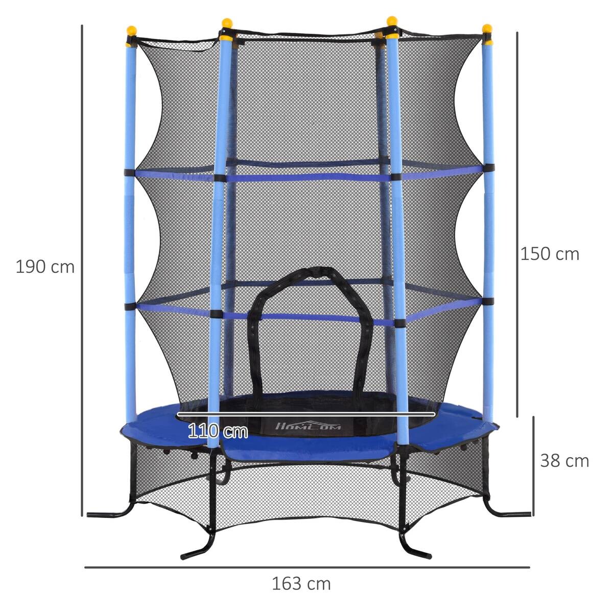 HOMCOM Kindertrampolin blau B/H/L: ca. 163x190x163 cm