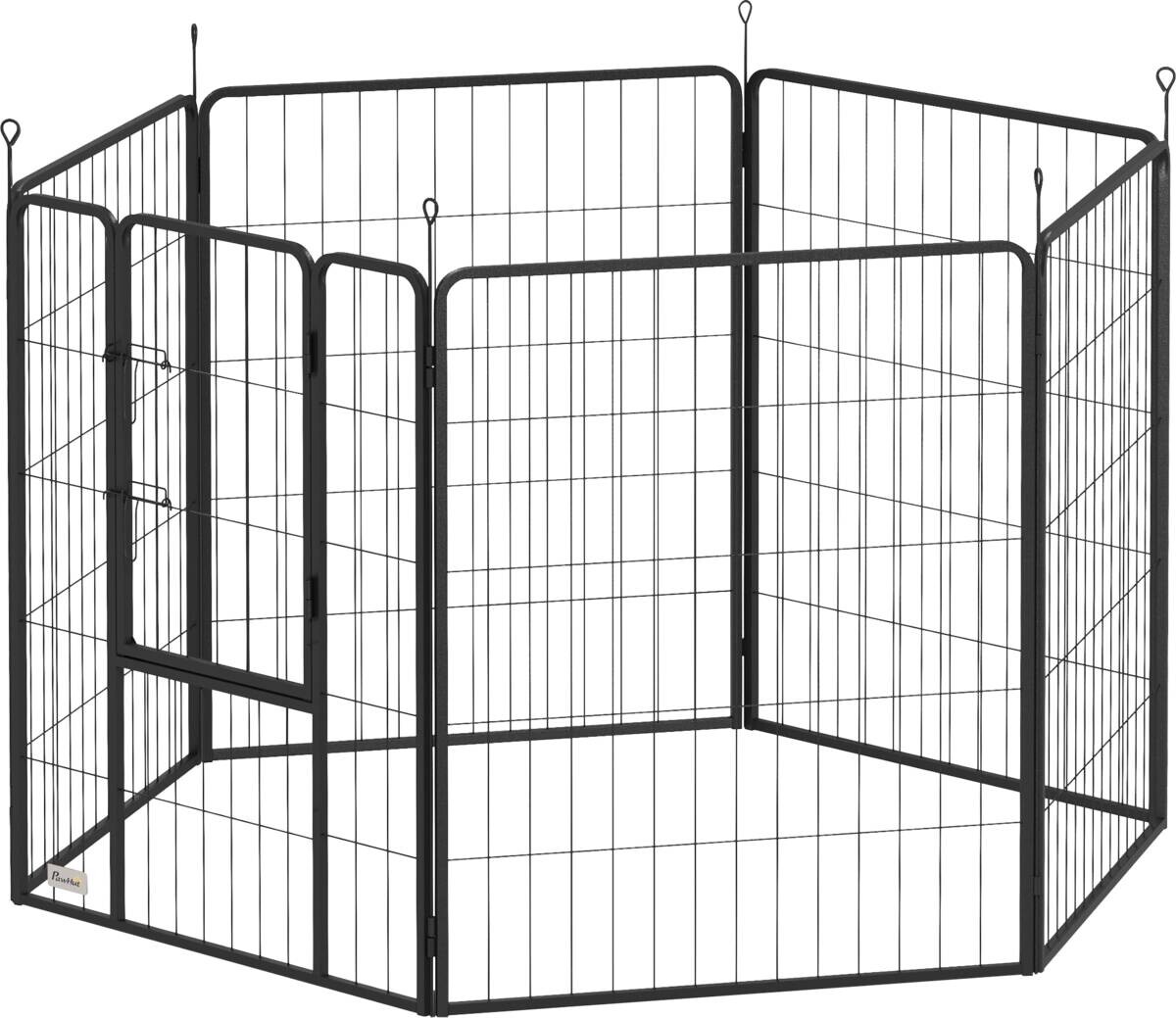 PawHut Welpenauslauf grau Stahl B/H/L: ca. 80x100x160 cm