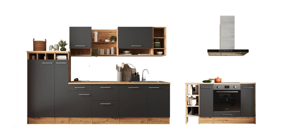 Respekta Winkelküche Hilde grau matt B/H/T: ca. 310x205x60 cm