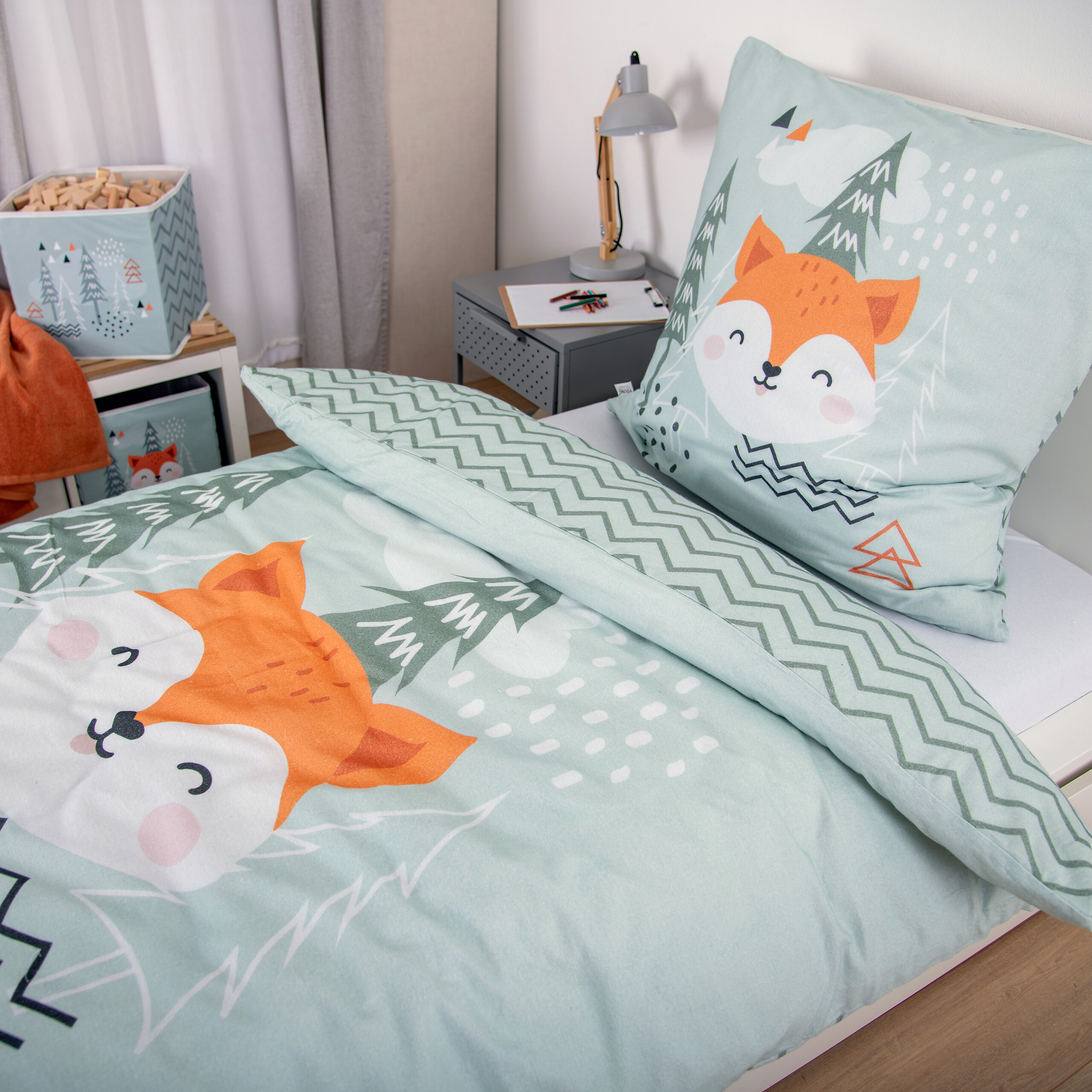 Baumwoll Bettwäsche Nordic Forest grün Baumwolle