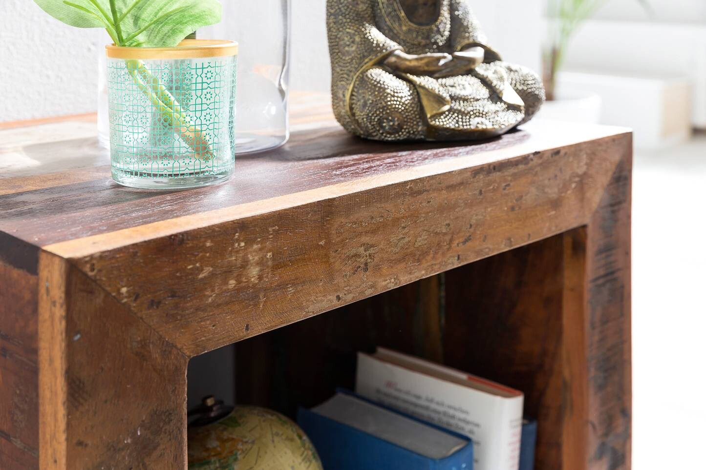 Beistelltisch braun lackiert Echtholz B/H/T: ca. 45x45x35 cm