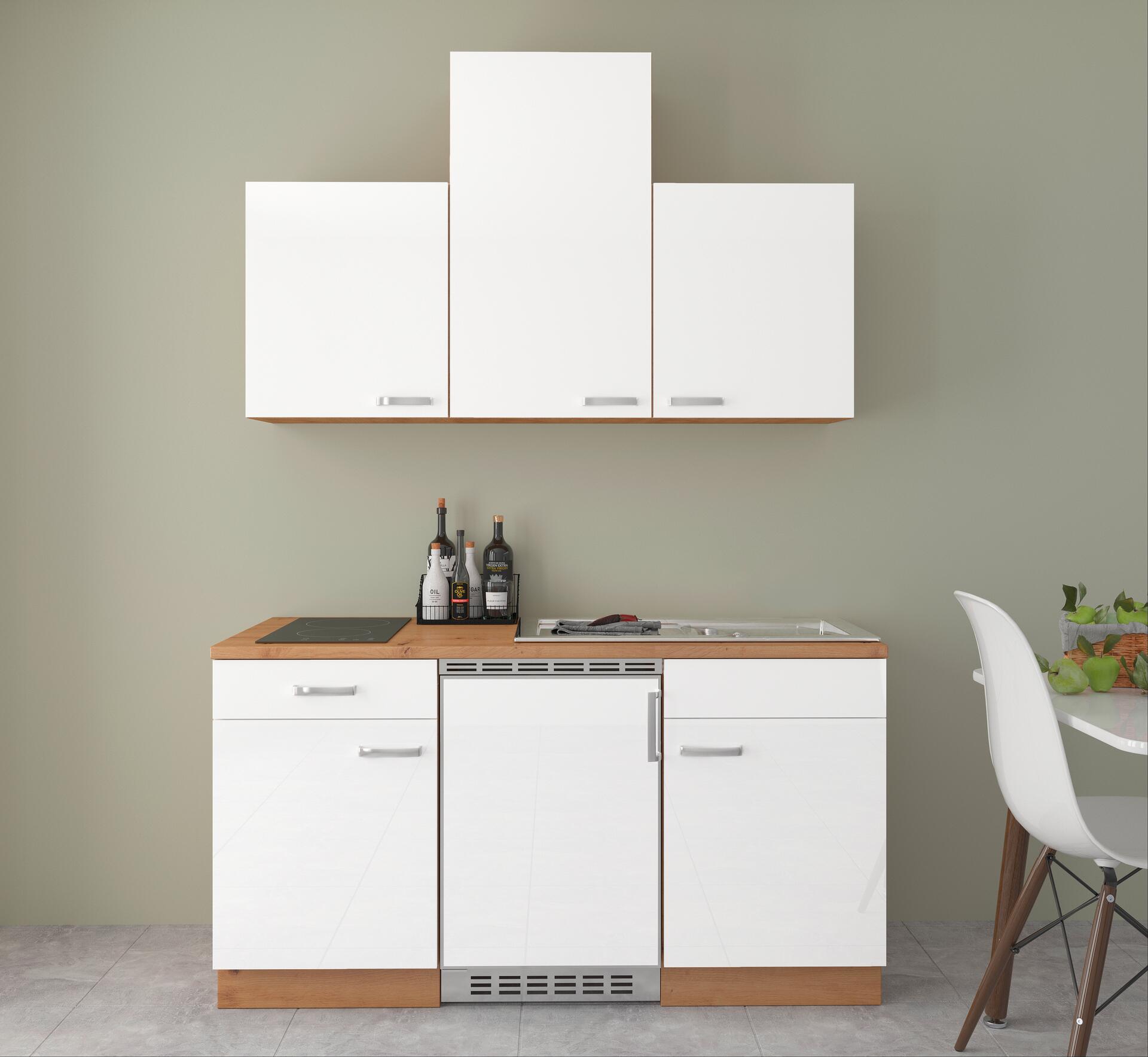 Singleküche Benno weiß Hochglanz B/H/T: ca. 150x230x60 cm