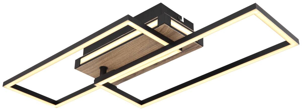 GLOBO LED-Deckenleuchte 67299D dunkelbraun mattschwarz Kunststoff MDF Metall B/H/T: ca. 49x10x60 cm
