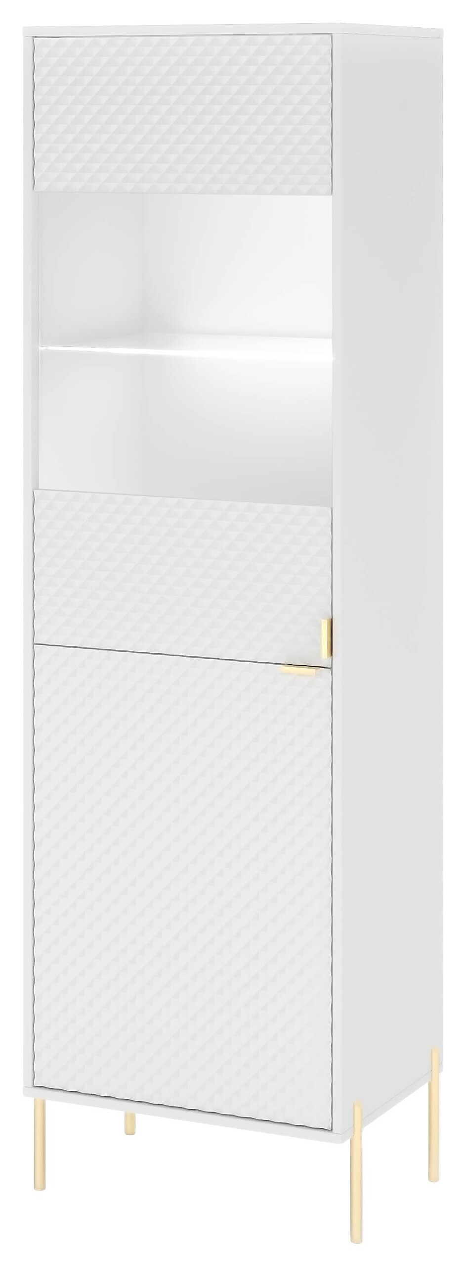 Vitrine VITRINE DIAMOND DI4 LED weiß weiß glänzend Nachbildung B/H/T: ca. 53,7x190x42 cm