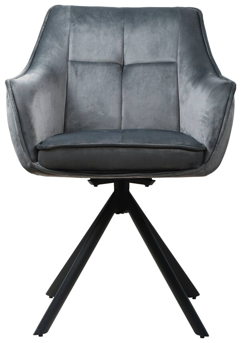 Armlehnstuhl Darwin dunkelgrau schwarz Samtoptik Metall B/H/T: ca. 61x95x60 cm
