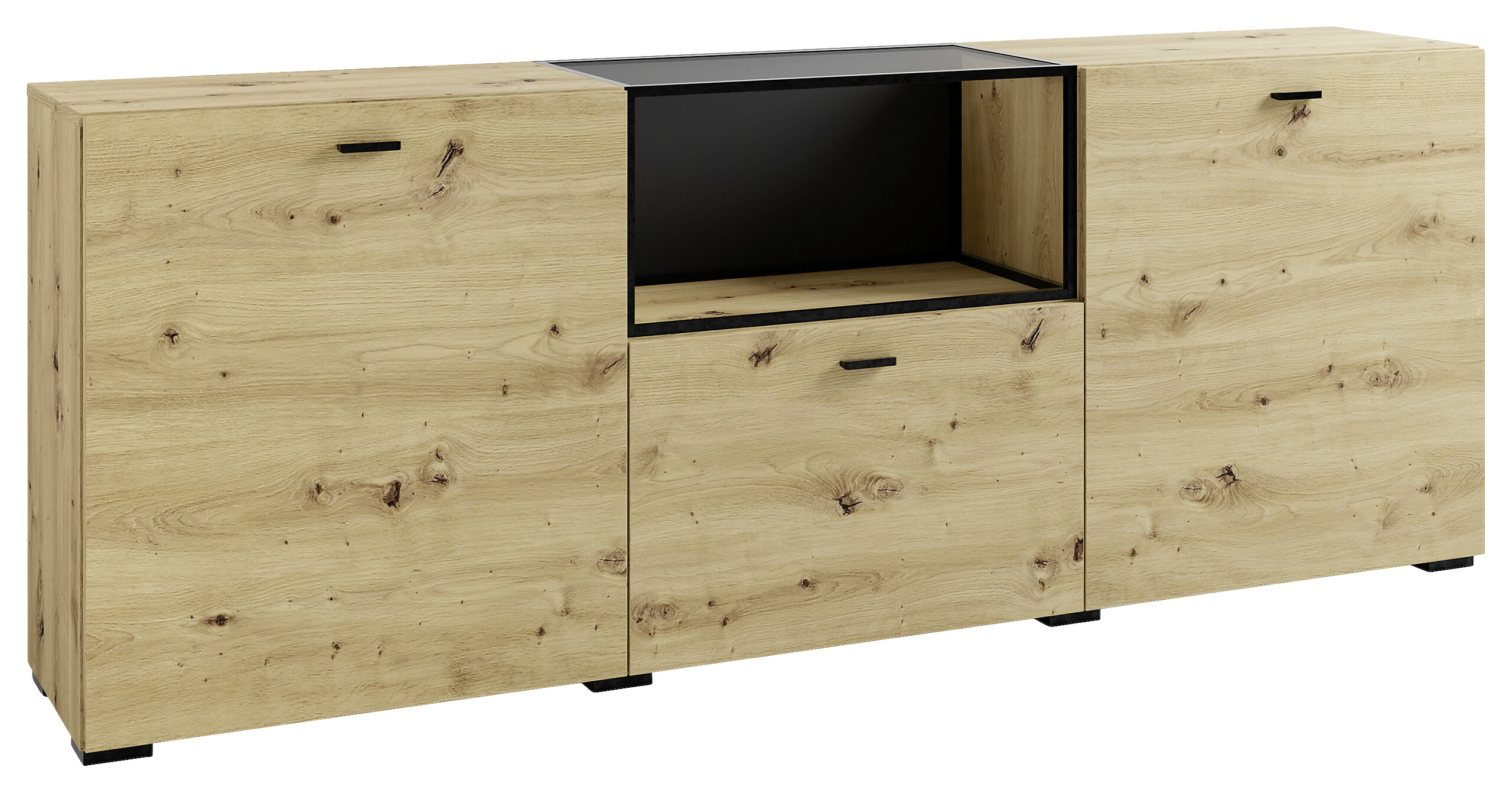 Sideboard FRAME Eiche schwarz B/H/T: ca. 200x75,5x37,5 cm