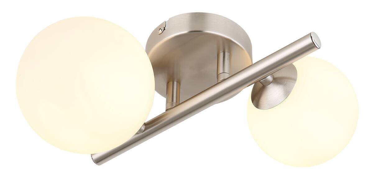 GLOBO Wandleuchte nickel matt Metall B/H/T: ca. 26x12,5x25 cm 2 Brennstellen