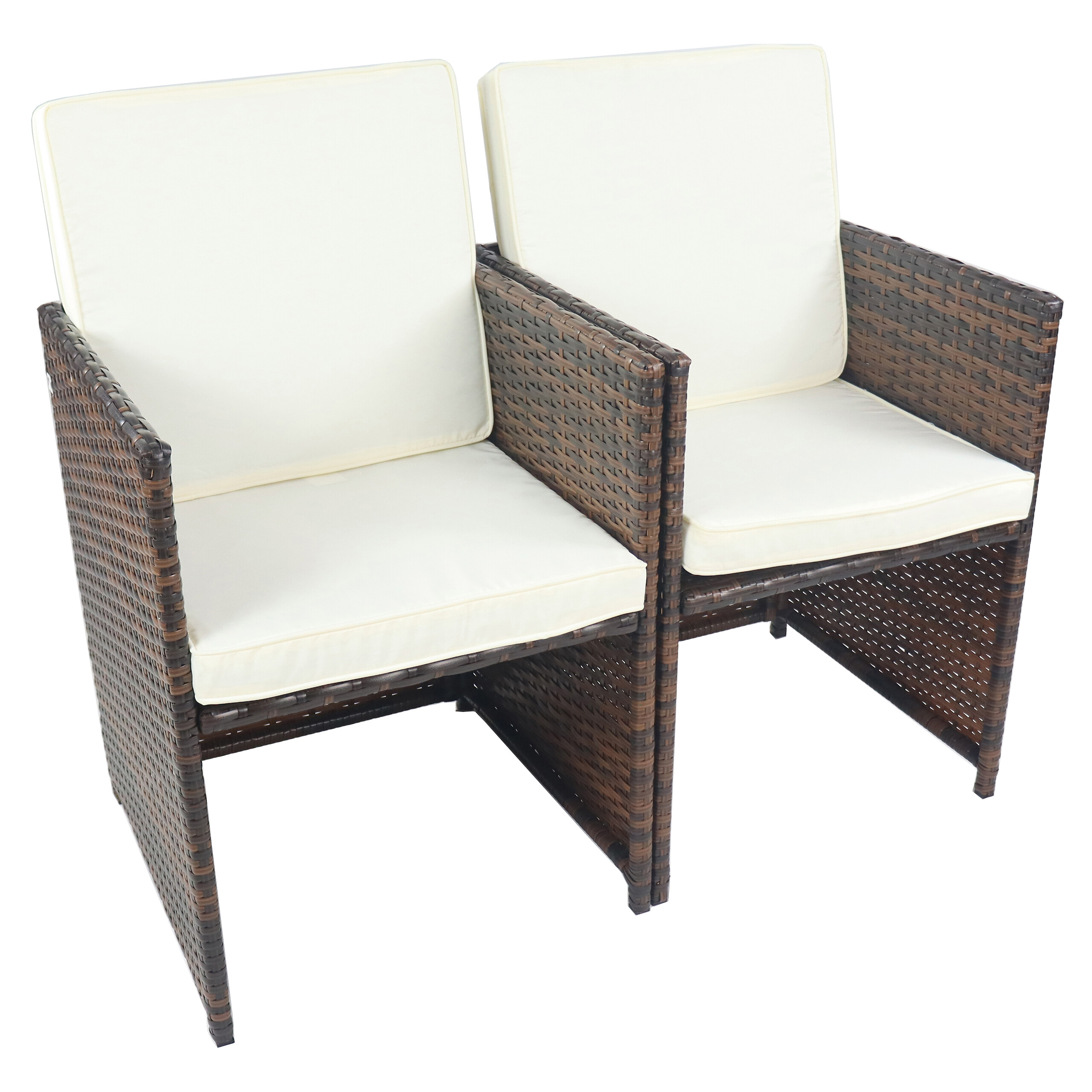 VCM Gartenstuhl 2er Set braun Rattan B/H/L: ca. 53x84x53 cm