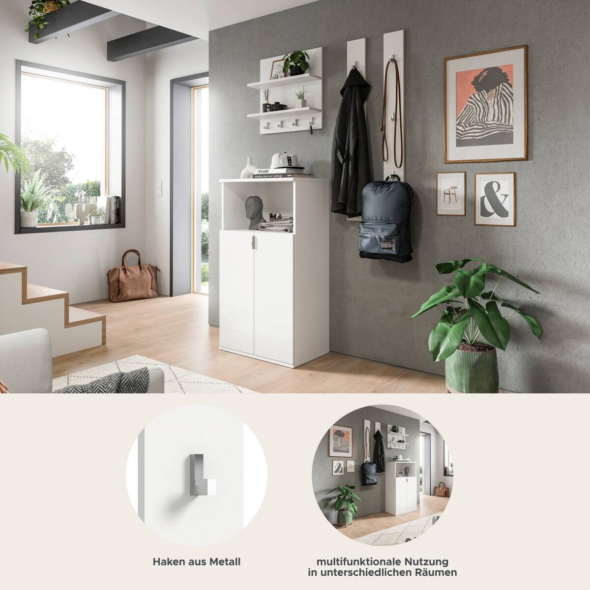 Garderobe PROJEKT X weiß weiß Hochglanz B/H/T: ca. 111x191x37 cm