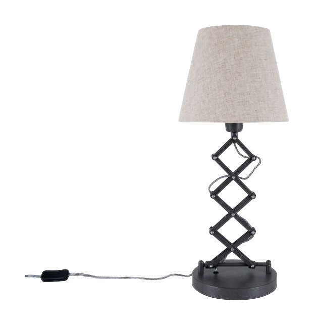 Näve Leuchten Scherentischleuchte NV3157127 natur Metall Textil H/D: ca. 71x25 cm E27 1 Brennstellen