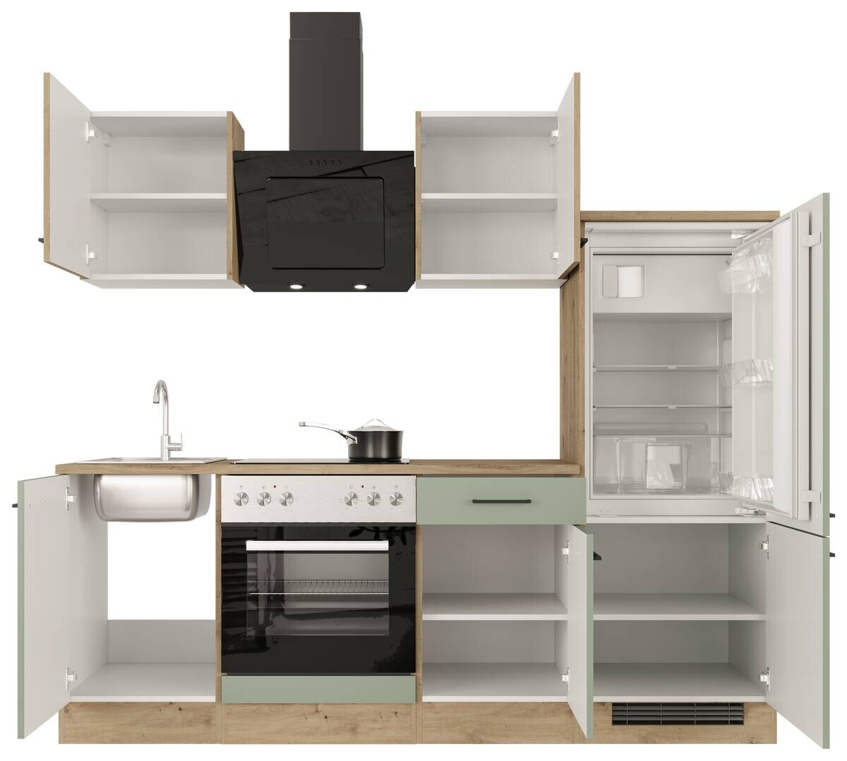 Küchenblock Cara grün matt B/H/T: ca. 220x200x60 cm