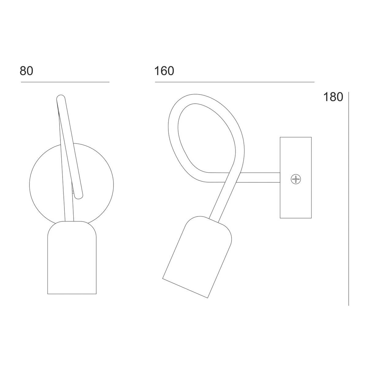 Lamkur Wandleuchte schwarz Stahl B/H/L: ca. 8x18x16 cm E27 1 Brennstellen