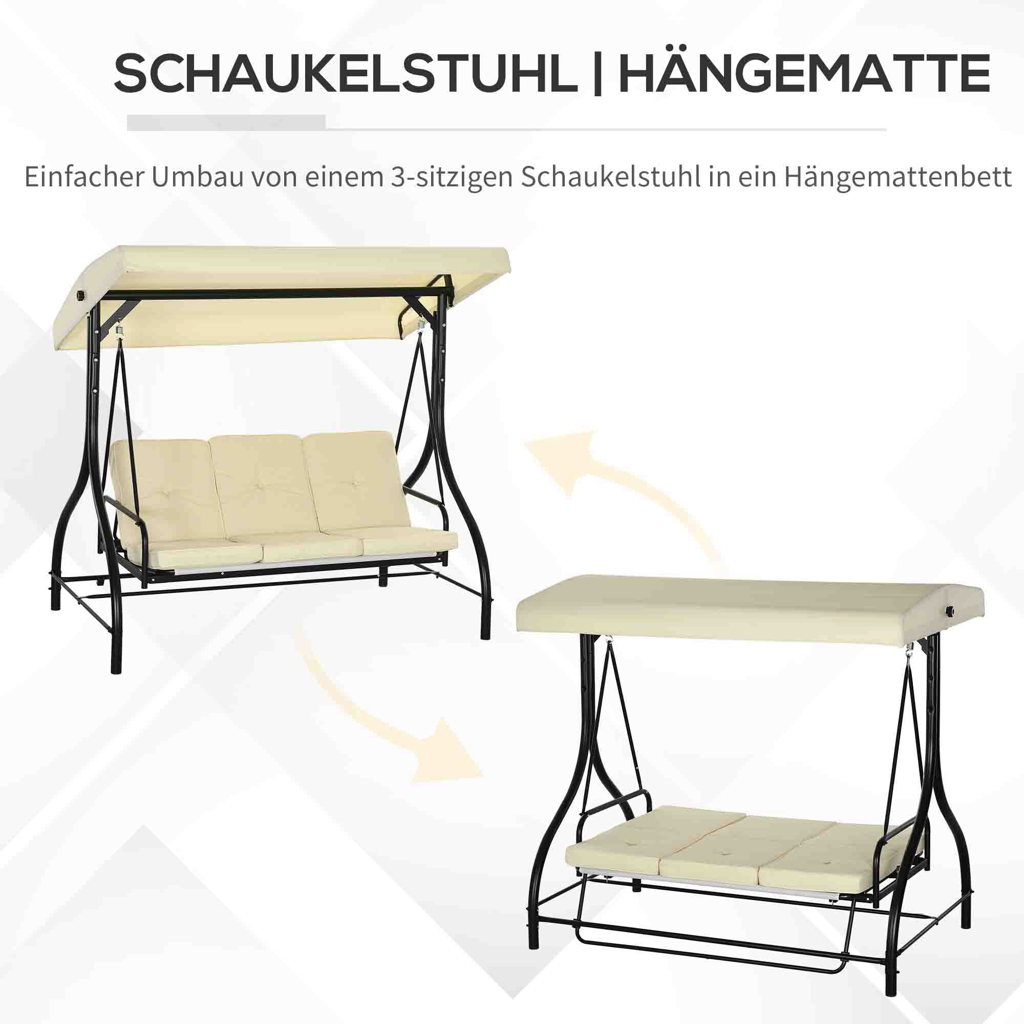 Outsunny Hollywoodschaukel beige Stahl B/H/L: ca. 117x175x195 cm