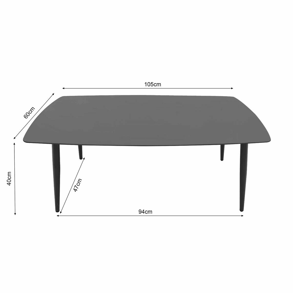 POCOline Gartentisch Lara schwarz Stahlrohr B/H/L: ca. 60x40x105 cm