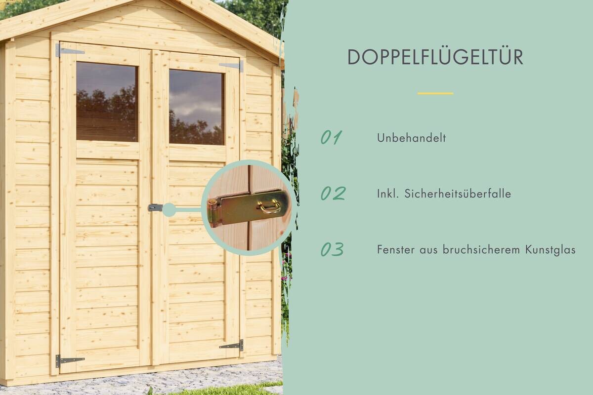 Karibu Gartenhaus Tito 0 natur B/H/T: ca. 181x222x93 cm