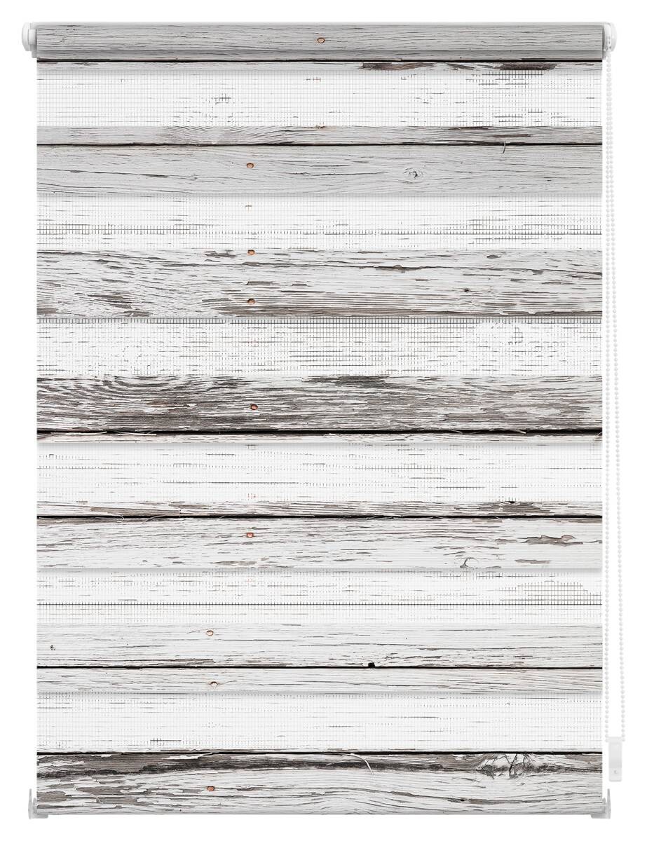 LICHTBLICK Doppelrollo Duo Bretter grau B/T: ca. 80x150 cm