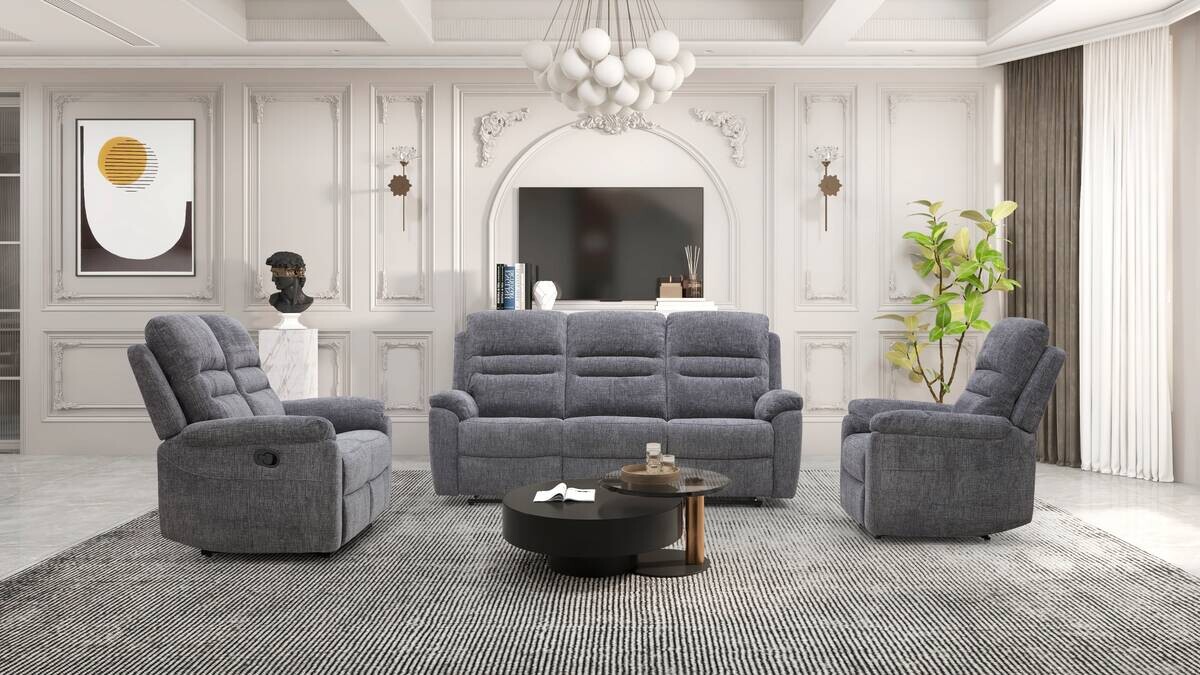 Sofa 3-2-1 KW 2028 dunkelgrau Microfaser