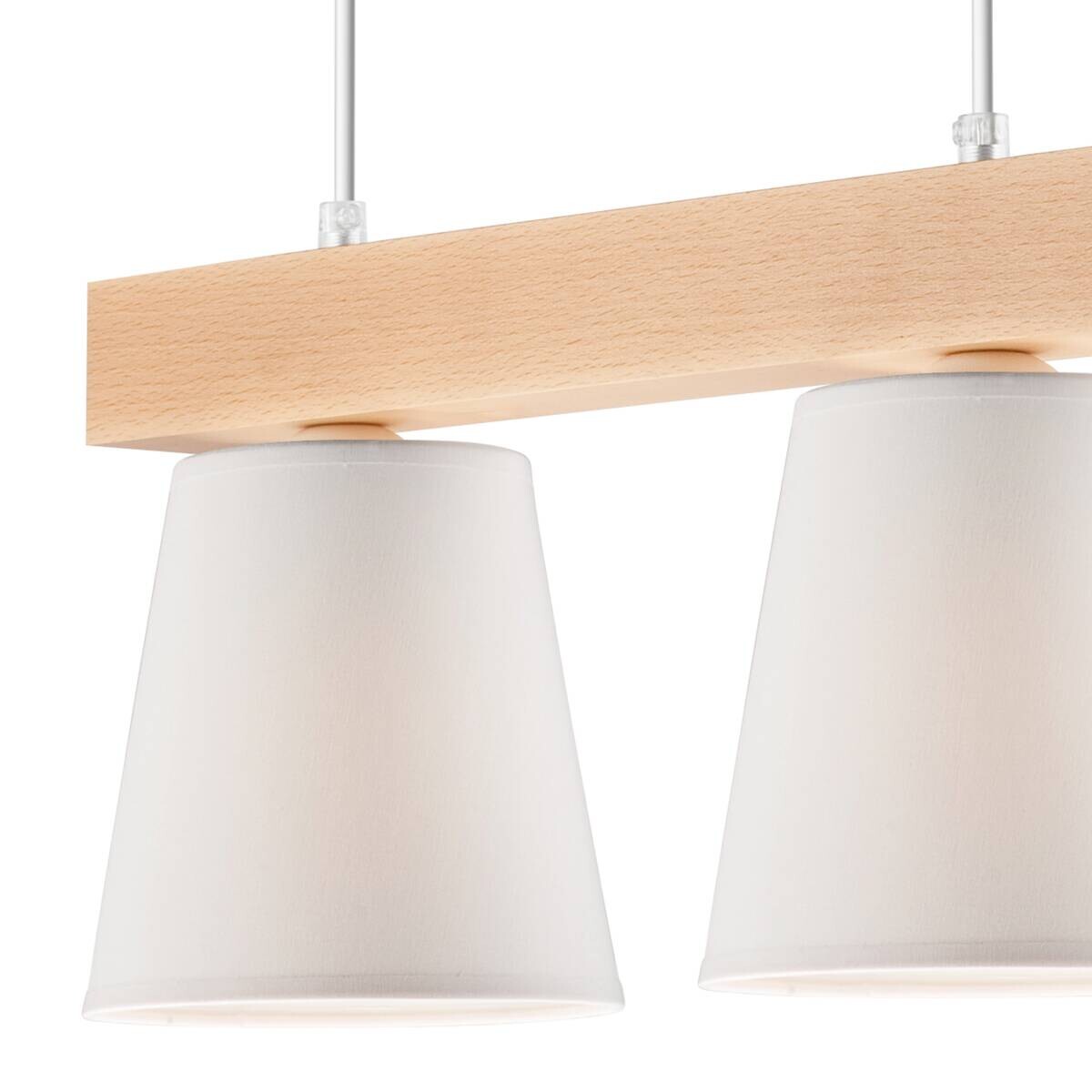 Lamkur Hängeleuchte weiß Stahl Holz B/H/L: ca. 35x20x38 cm E27 2 Brennstellen