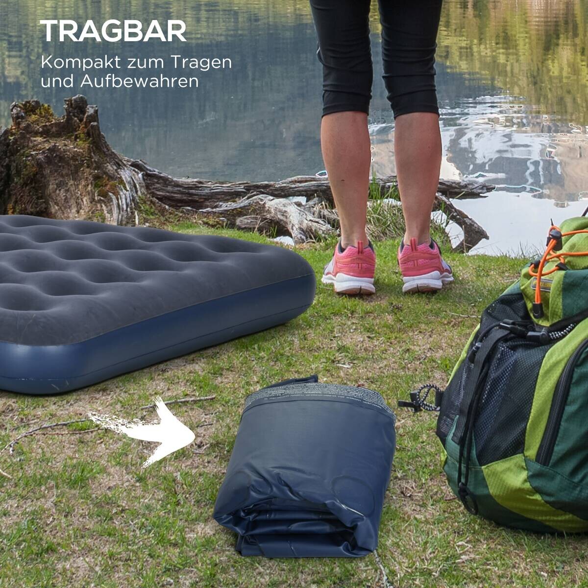 Outsunny Luftmatratze blau Kunststoff B/H/L: ca. 152x22x203 cm