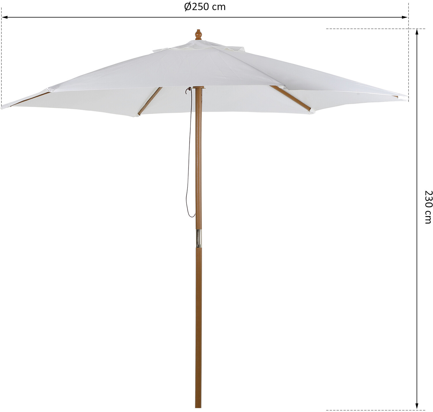Outsunny Sonnenschirm creme Bambus H/D: ca. 230x250 cm