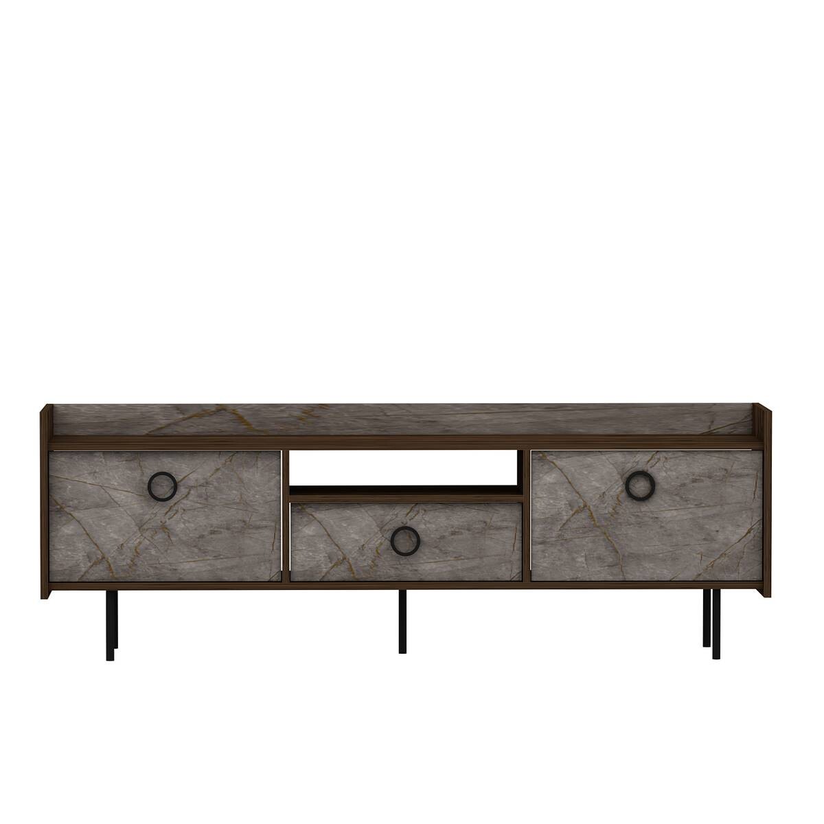 TV-Lowboard Büsra walnuss Nachbildung grau B/H/T: ca. 184x63x37 cm