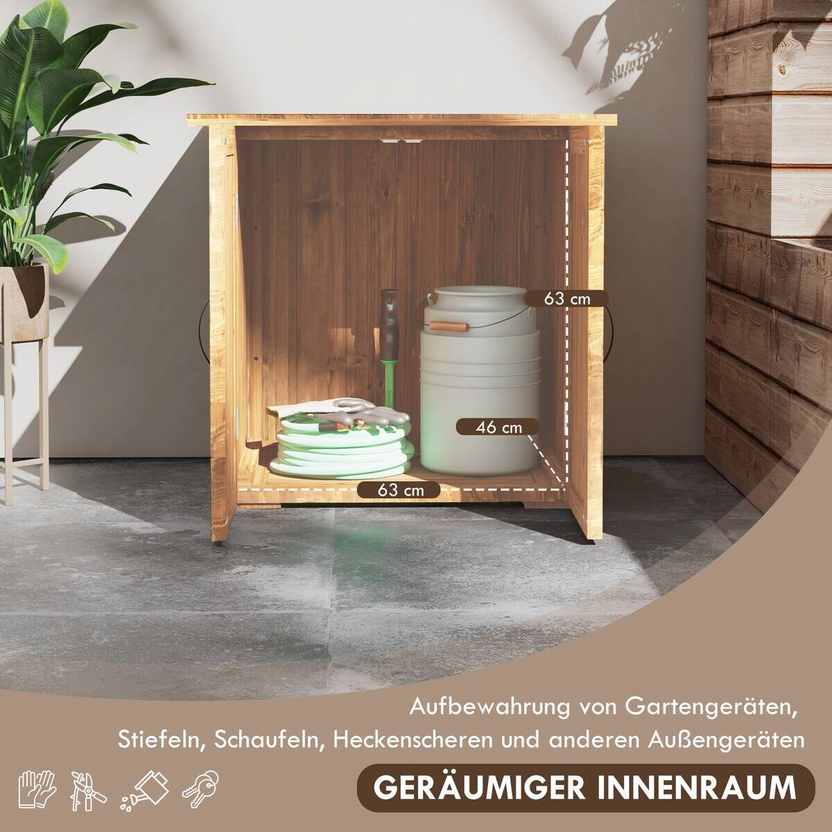 Outsunny Gartenschuppen braun Holz B/H/L: ca. 55x72x77 cm