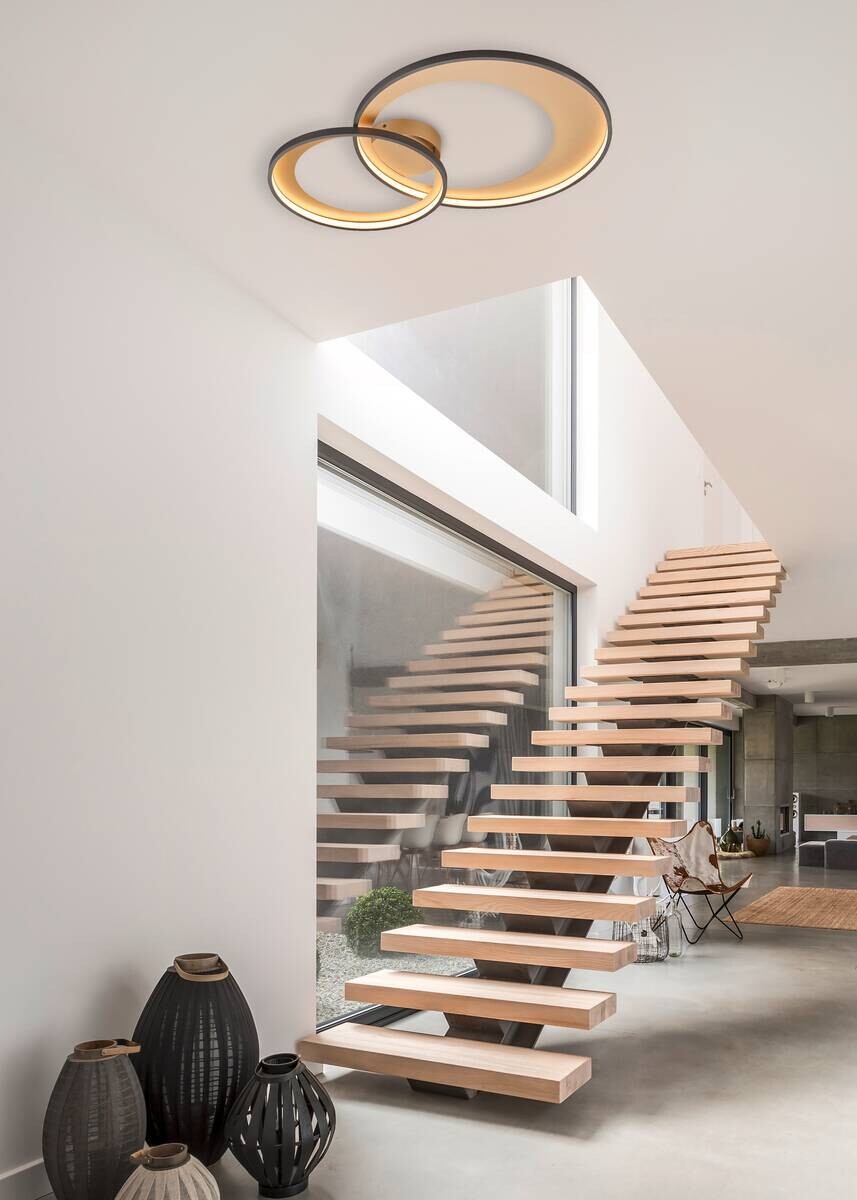 Deckenleuchte Granada schwarz gold Metall B/H/L: ca. 85x8x60 cm