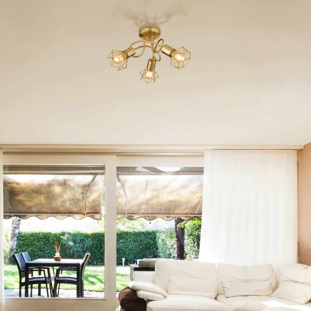 GLOBO Deckenleuchte gold Metall H/D: ca. 20x36 cm E14 3 Brennstellen