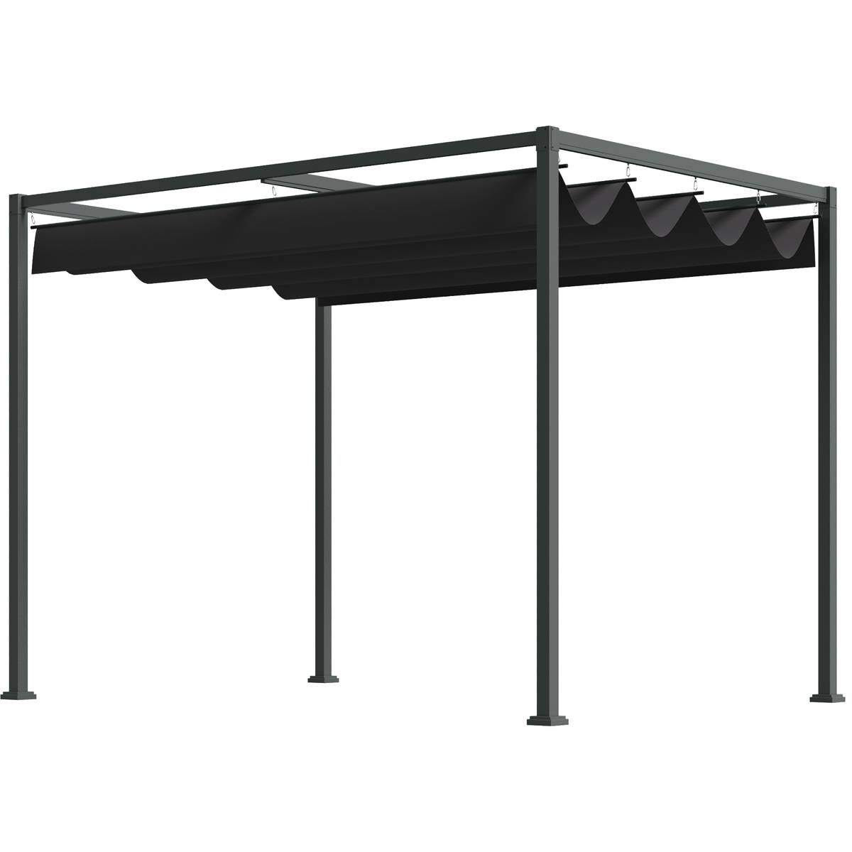 Outsunny Pergola mit Schiebedach schwarz Metall B/H/L: ca. 213x221x298 cm