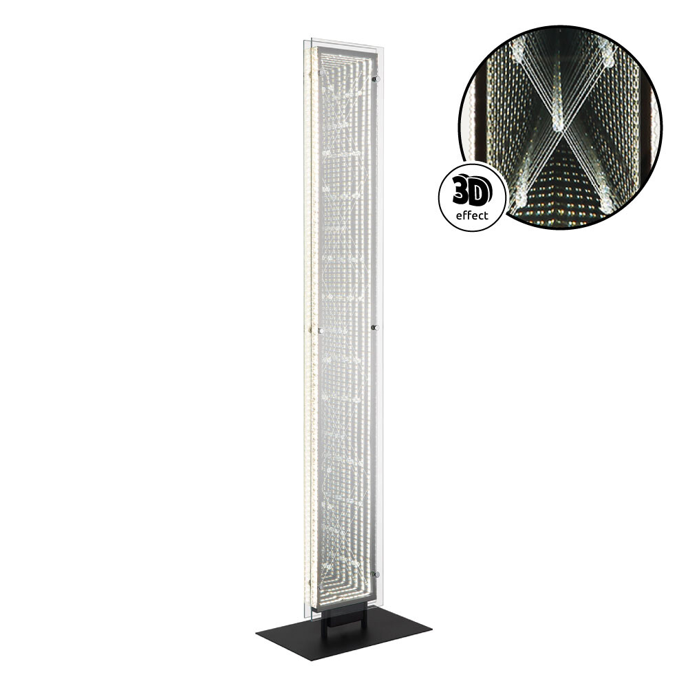 GLOBO Stehleuchte schwarz klar Kunststoff Aluminium Glas B/H/L: ca. 20x117x30 cm 1 Brennstellen