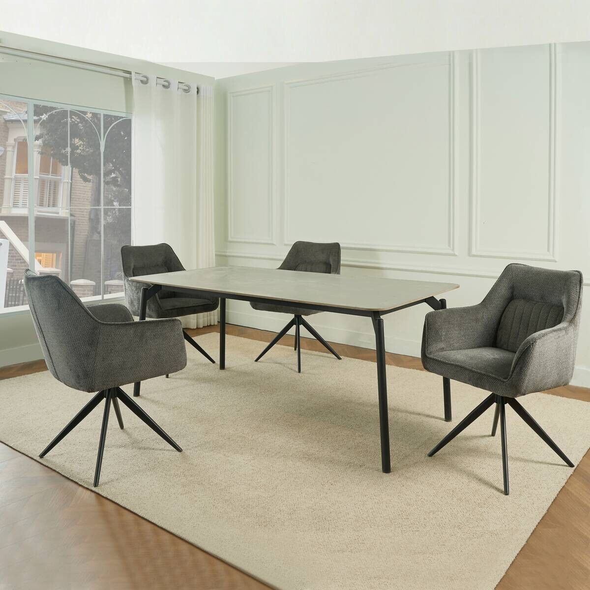 Armlehnstuhl Verena anthrazit Webstoff B/H/T: ca. 60,5x87x63 cm