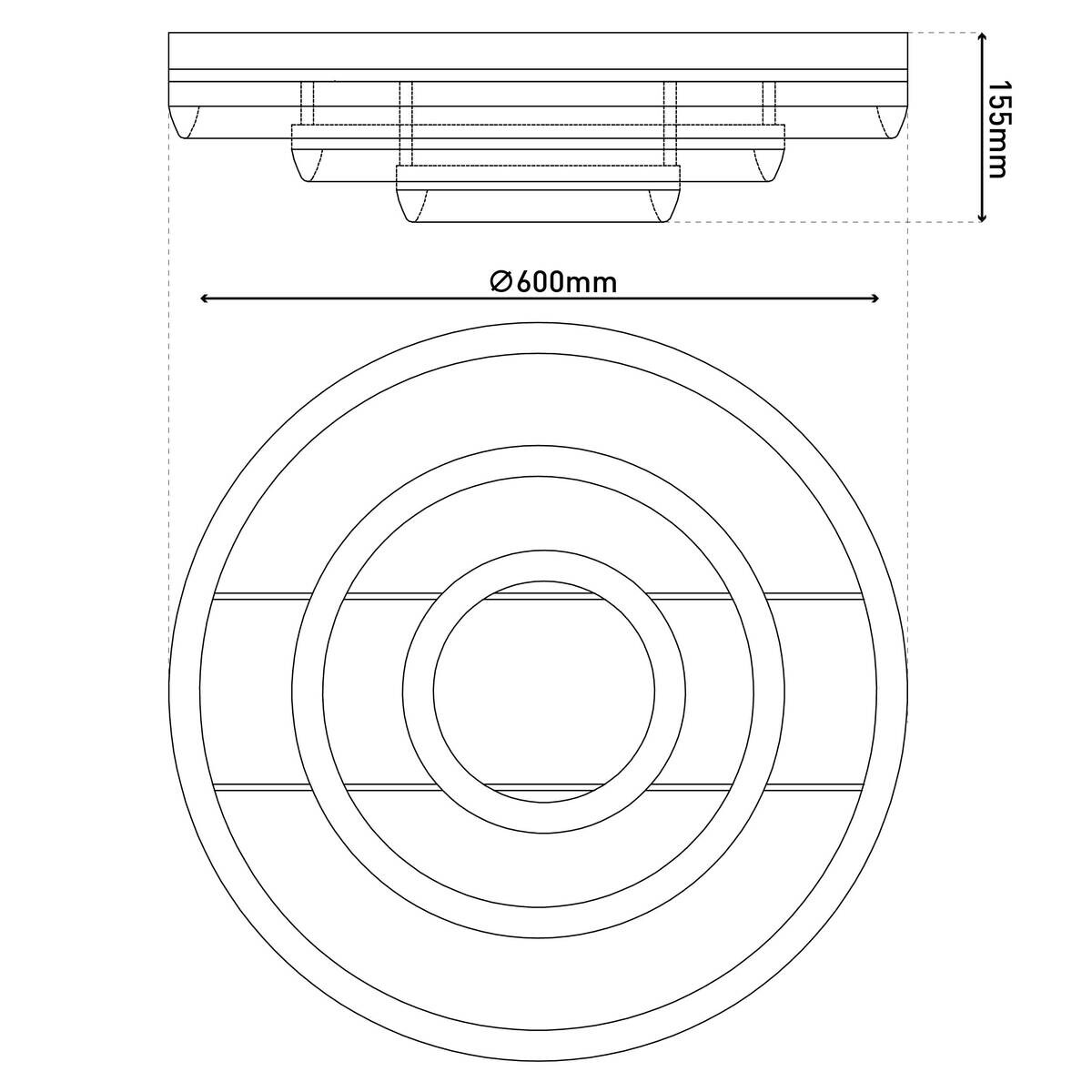 Näve Leuchten Deckenleuchte 1403522 schwarz Kunststoff Metall B/H/T: ca. 60x15,5x60 cm 5 Brennstellen