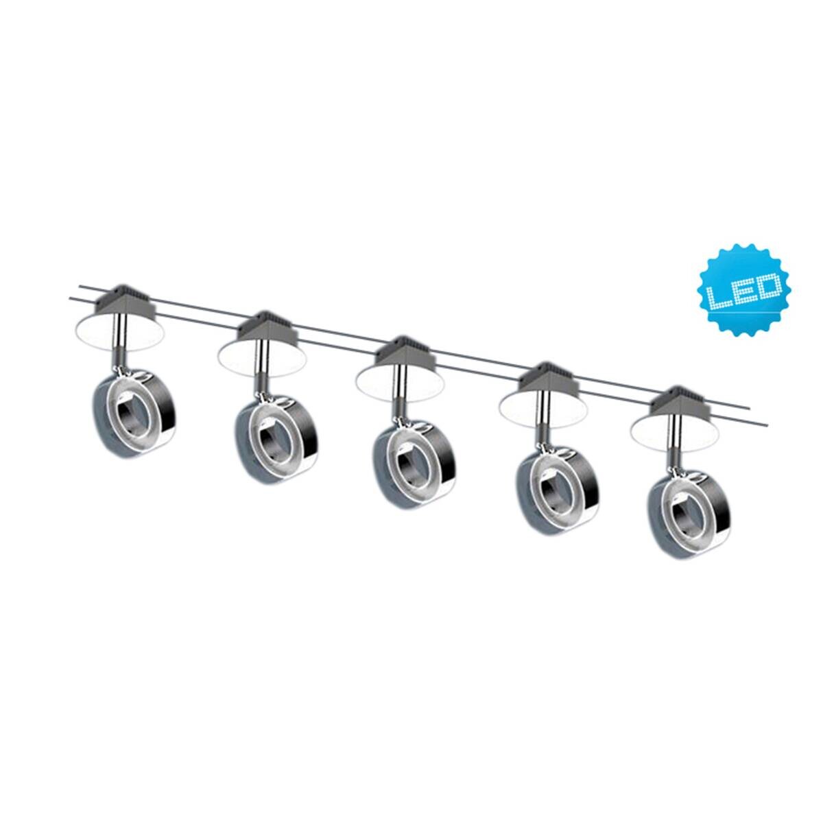 Näve Leuchten LED-Leuchten 1251042 stahlfarbig Metall Kunststoff B/H/T: ca. 6x12x50 cm 5 Brennstellen