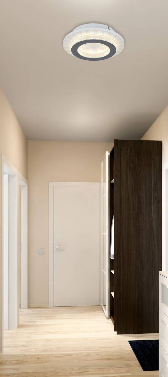 GLOBO LED-Deckenleuchte klar hellgrau weiß Kunststoff Metall H/D: ca. 5,5x20 cm 1 Brennstellen