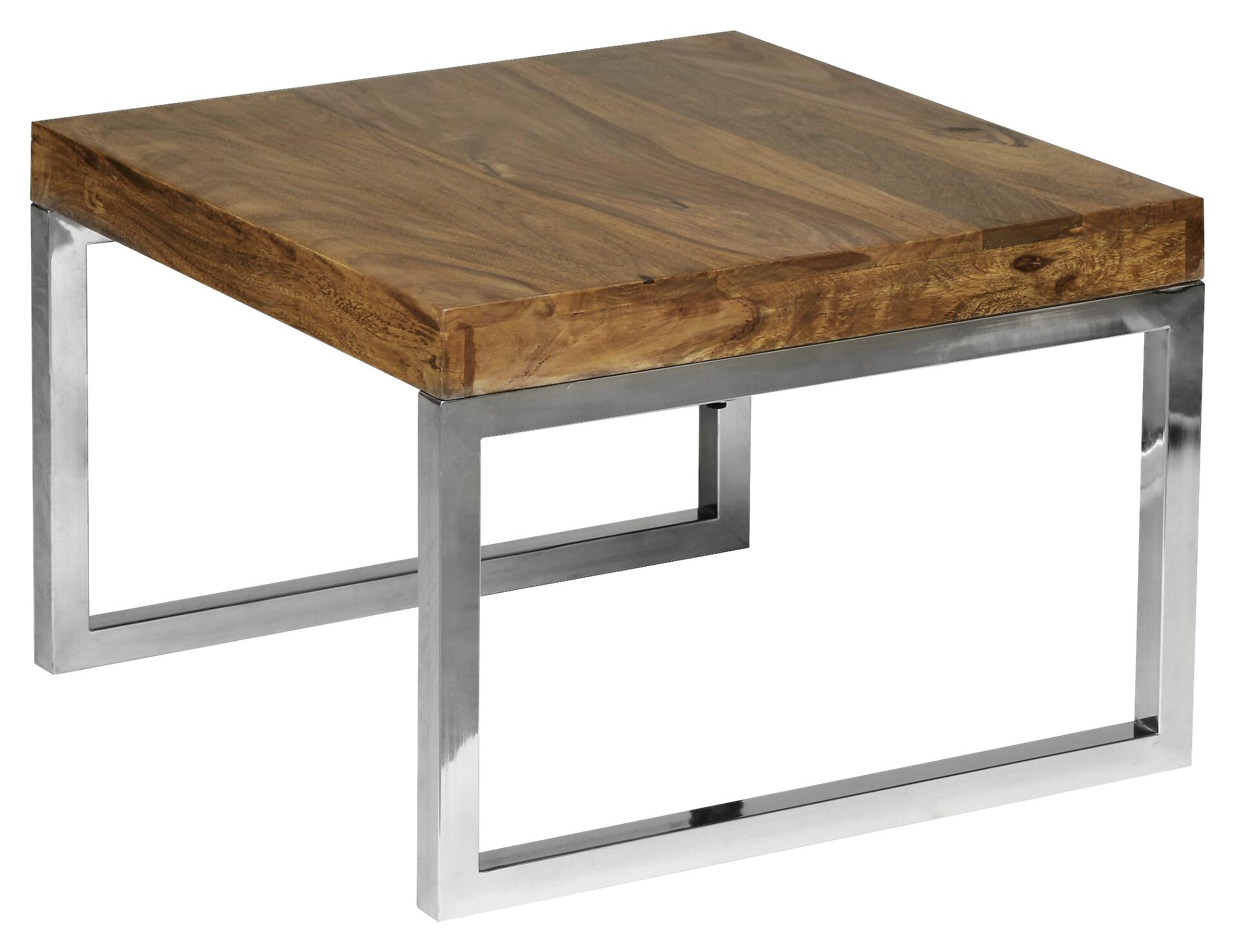 Beistelltisch natur Chrom verchromt Echtholz Metall B/H/T: ca. 60x40x60 cm