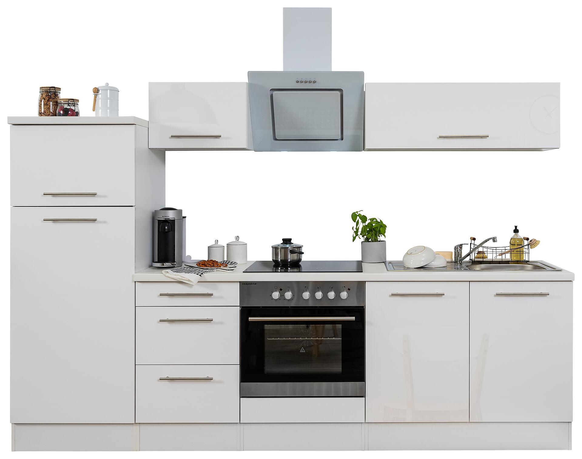 Respekta Küchenblock Amanda weiß Hochglanz B/H/T: ca. 270x200x60 cm