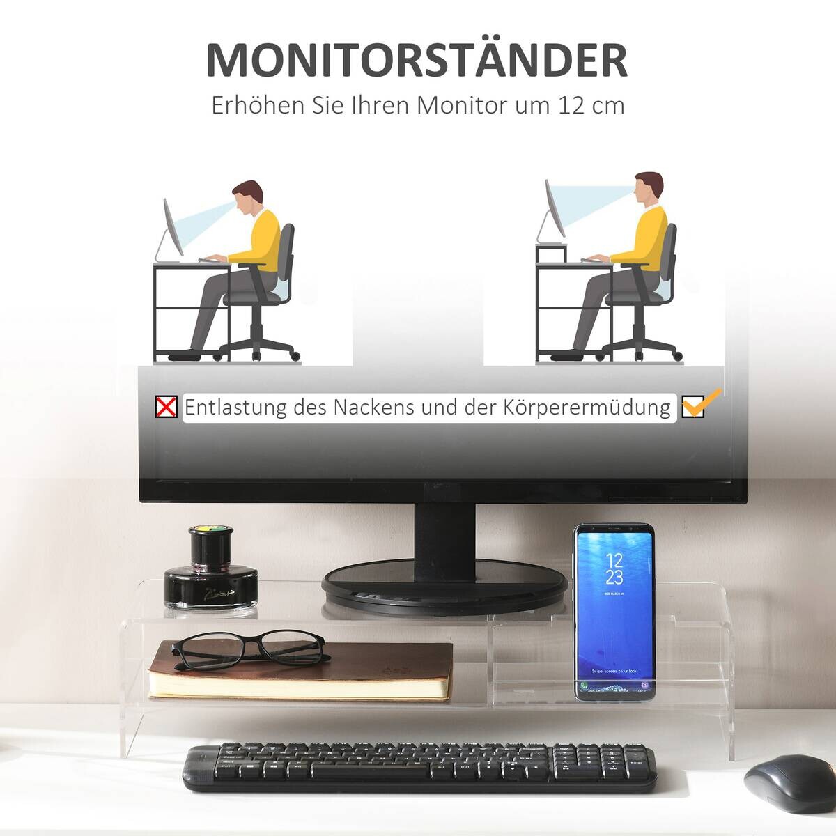 HOMCOM Monitorständer transparent