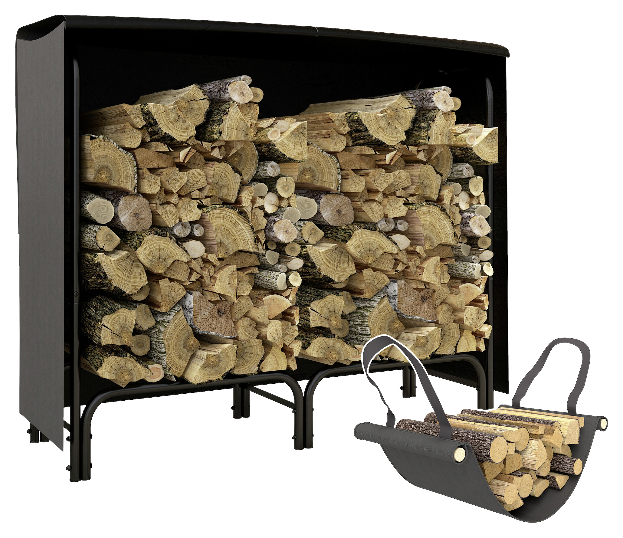 Outsunny Kaminholzregal schwarz B/H/L: ca. 36x99x120 cm