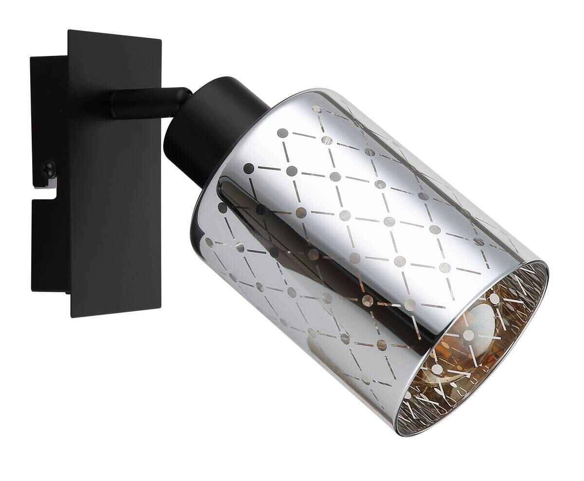 GLOBO Strahler mattschwarz klar Chrom Glas Metall B/H/L: ca. 8x20x16,5 cm E27 1 Brennstellen