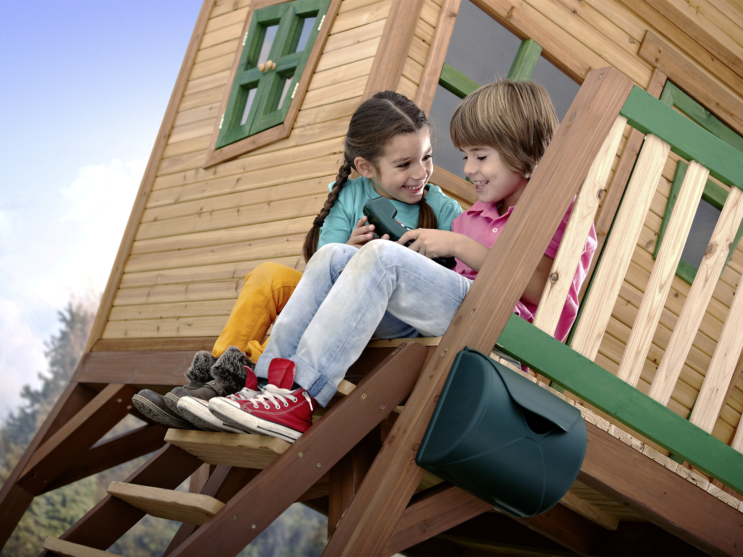 AXI Spielhaus Max braun B/H/L: ca. 432x288x193 cm