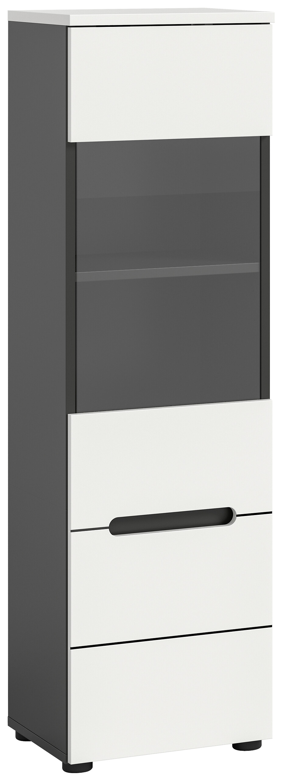 Vitrine Canu basaltgrau weiß B/H/T: ca. 36x125x33 cm Vitrine Canu basaltgrau weiß B/H/T: ca. 36x125x33 cm