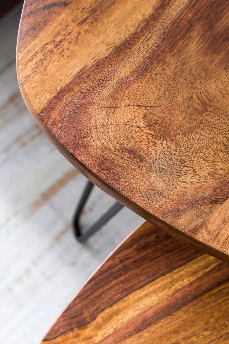 Beistelltisch 2er-Set natur schwarz Echtholz Eisen