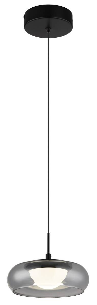 GLOBO Hängeleuchte schwarz Rauch Glas Metall B/H/L: ca. 26x18x26 cm