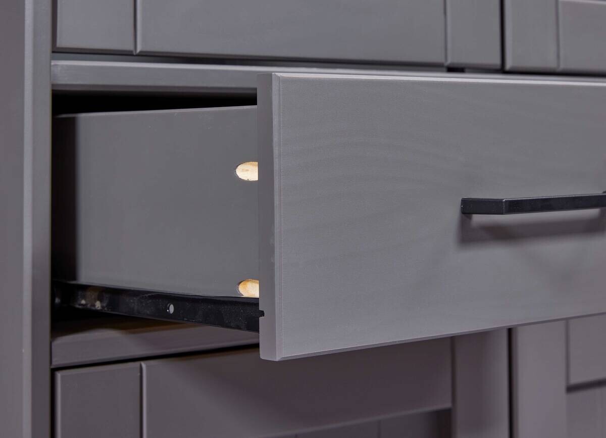 Vitrine Forenzo grau lackiert Holz B/H/L: ca. 38,4x190x90 cm