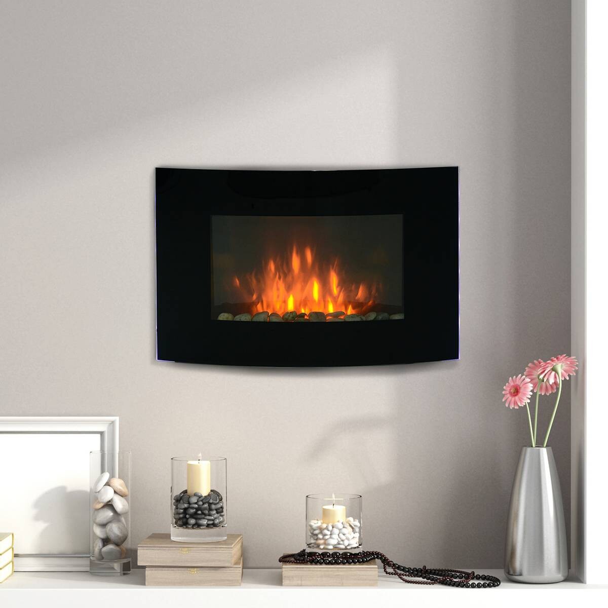 HOMCOM Elektrischer-Kamin MH820-052 schwarz Metall Glas B/H/T: ca. 88,5x56x13,5 cm ca. 2000 W